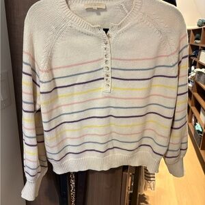 Sezane striped Sweater - Cream with Multicolor Stripes